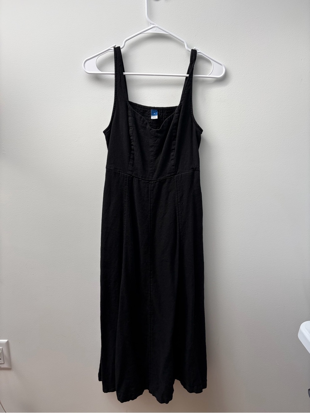 Old Navy Black Midi Dress Spaghetti Strap Square Neck